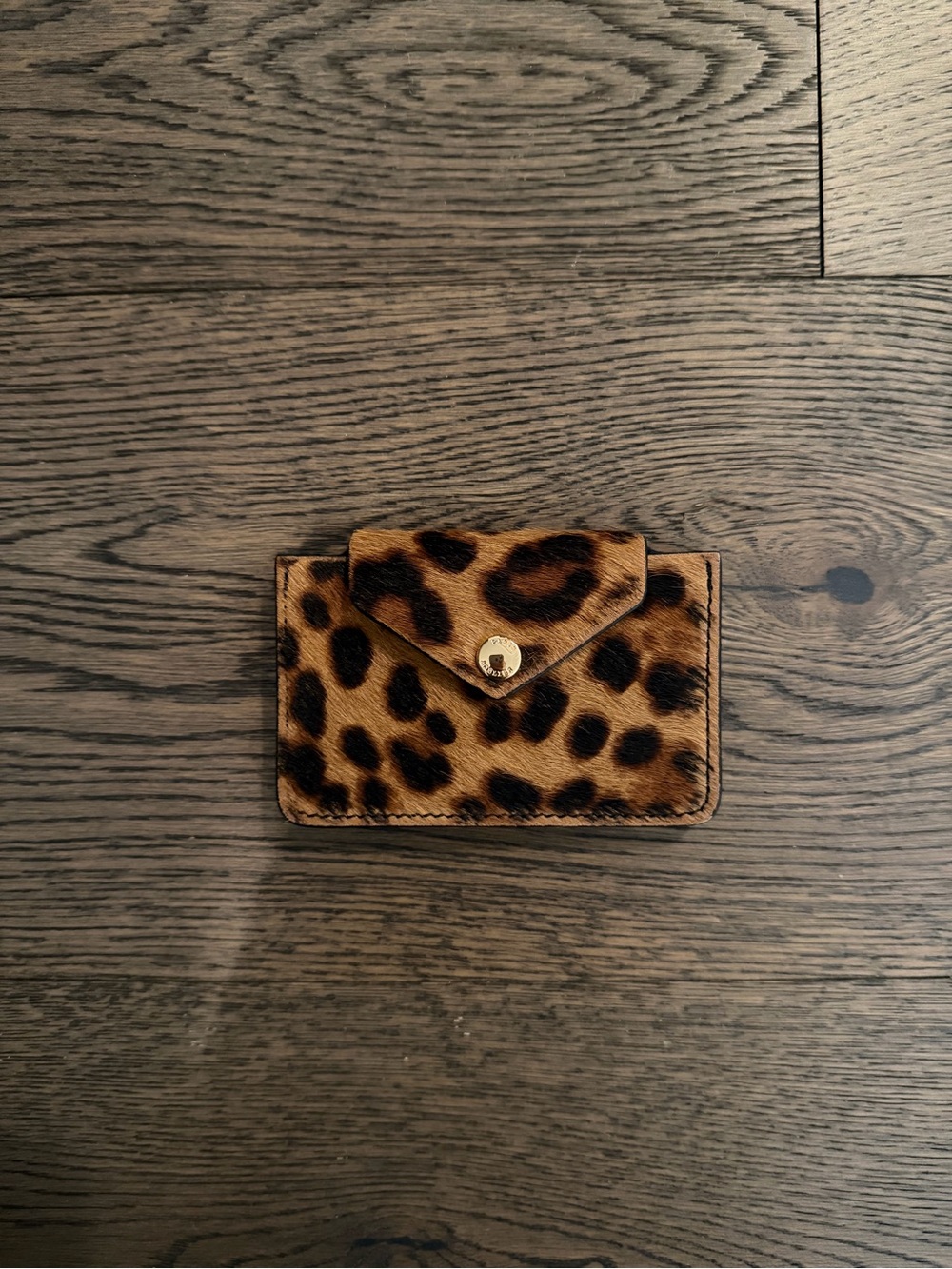 Leopard Print Card Holder Wallet - Brown